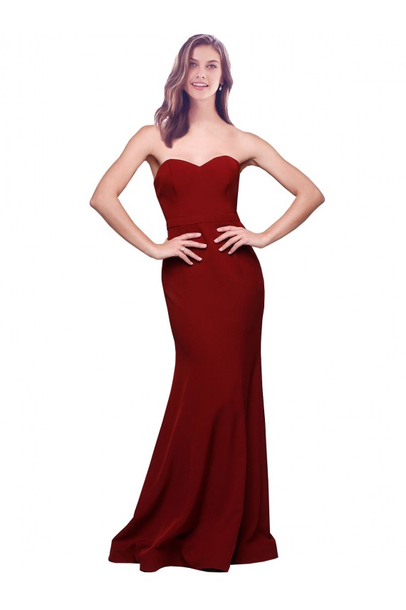Cheap Long Full Length Sweetheart Slim Formal Crepe Bridesmaid Dress / Prom Dress with Strapless Bodice Canada