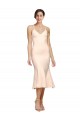 Cheap Midi Cocktail Length V-Neckline Crepe Bridesmaid Dress / Prom Dress with Thin Straps and Fulted Skirt Canada