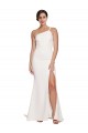 Cheap Long Sweep Train Crepe Bridesmaid Dress / Prom Dress with Side Split and One Strap Canada