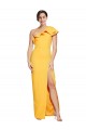 Cheap One Shoulder Floor Length Formal Crepe Bridesmaid Dress / Prom Dress with Thigh High Split Canada