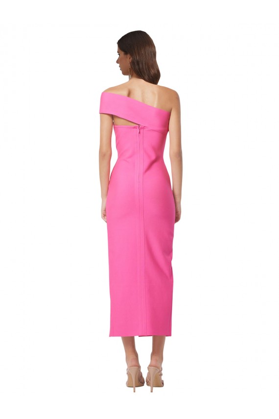 Cheap One Shoulder Neckline Short Midi Length Formal Crepe Bridesmaid Dress / Cocktail Prom Dress Canada