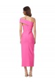 Cheap One Shoulder Neckline Short Midi Length Formal Crepe Bridesmaid Dress / Cocktail Prom Dress Canada