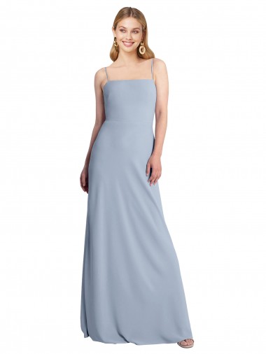 Cheap Straight Neckline Crepe Slip Bridesmaid Dress / Prom Dress with Strappy Back Canada