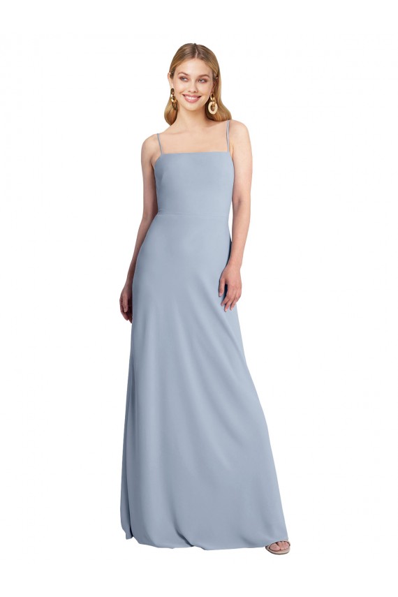 Cheap Straight Neckline Crepe Slip Bridesmaid Dress / Prom Dress with Strappy Back Canada