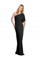 Cheap Pleated One Shoulder Flutter Sleeves Slim Formal Crepe Bridesmaid Dress / Prom Dress Canada