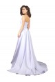 Cheap Simple Sweetheart A-Line Long Crepe Beach Wedding Dress with Front Slit Canada