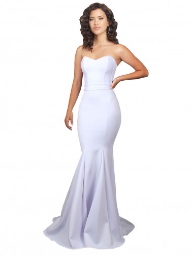 Cheap Simple Long Strapless Sweetheart Mermaid Crepe Beach Wedding Dress Canada