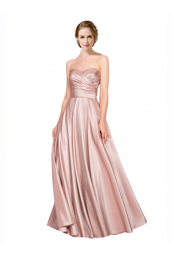 Cheap Long Plated Strapless Sweetheat Formal Stretch Satin Bridesmaid Dress / Prom Dress Canada
