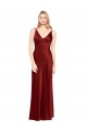 Cheap Full Length Long Formal Stretch Satin Slip Bridesmaid Dress / Prom Dress V-Back Canada