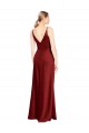 Cheap Full Length Long Formal Stretch Satin Slip Bridesmaid Dress / Prom Dress V-Back Canada