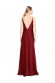 Cheap Floor Length Deep V-Back Formal Stretch Satin Bridesmaid Dress / Prom Dress with Front Slit Canada