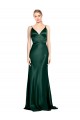 Cheap High V-Neck Long Full Length Sheath Formal Stretch Satin Bridesmaid Dress / Prom Dress Canada