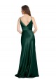 Cheap High V-Neck Long Full Length Sheath Formal Stretch Satin Bridesmaid Dress / Prom Dress Canada