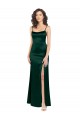 Cheap Long Slim Scoop Neck Formal Stretch Satin Bridesmaid Dress / Prom Dress with Open Back Canada