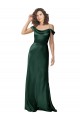 Cheap Off the Shoulder Sleeves Long Formal Stretch Satin Bridesmaid Dress / Prom Dress with Pleated Draped Neckline Canada