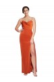 Cheap Front Cowl Neck Long Floor Length Formal Stretch Satin Bridesmaid Dress / Prom Dress with High Side Split Canada