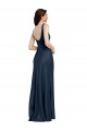 Cheap Square Neck A-Line Long Formal Stretch Satin Bridesmaid Dress / Prom Dress with Wide Straps Canada