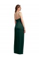 Cheap Sleek Straight Neckline Long Wrap Formal Stretch Satin Bridesmaid Dress / Prom Dress with Angled Pleats Canada