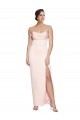 Cheap Cowl Neck Strapless Formal Stretch Satin Bridesmaid Dress / Prom Dress with High Split Canada