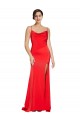 Cheap Low Back Cowl Neck Formal Stretch Satin Bridesmaid Dress / Prom Dress with High Side Slit Canada