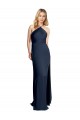 Cheap Halter Neckline Long Formal Stretch Satin Bridesmaid Dress / Prom Dress with Strappy Back and Side Slit Canada