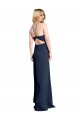 Cheap Halter Neckline Long Formal Stretch Satin Bridesmaid Dress / Prom Dress with Strappy Back and Side Slit Canada
