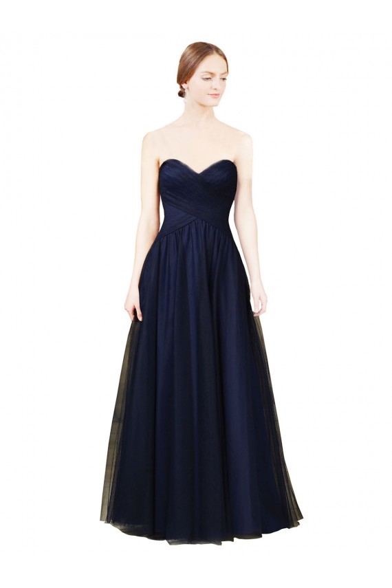 Cheap Draped Bodice Sweeheart Long Tulle Bridesmaid Dress Canada