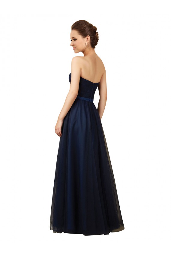 Cheap Elegant Lace and Tulle Long Strapless Bridesmaid Dress Canada