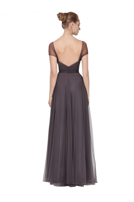 Cheap Sweetheart Neckline Long Tulle Bridesmaid Dress with Straps Canada