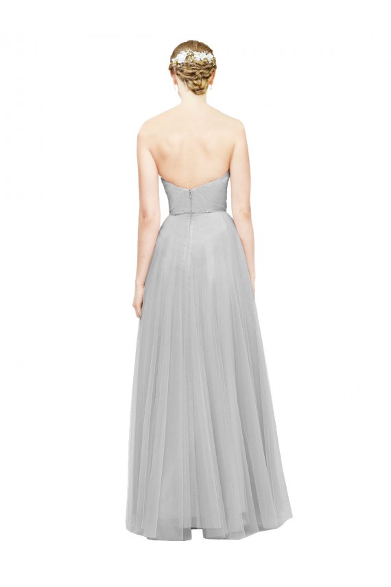 Cheap Long Twisted Sweetheart Neckline Tulle Bridesmaid Dress Canada