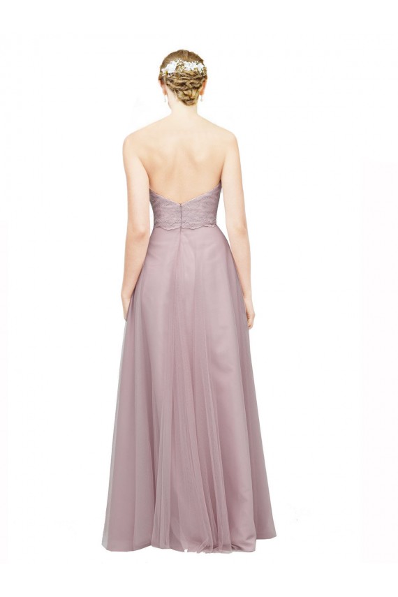 Cheap Sweetheart Neckline Long Tulle Bridesmaid Dress with Lace Bodice Canada