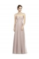 Cheap Long Strapless Tulle Bridesmaid Dress with Pleated Bodice Canada
