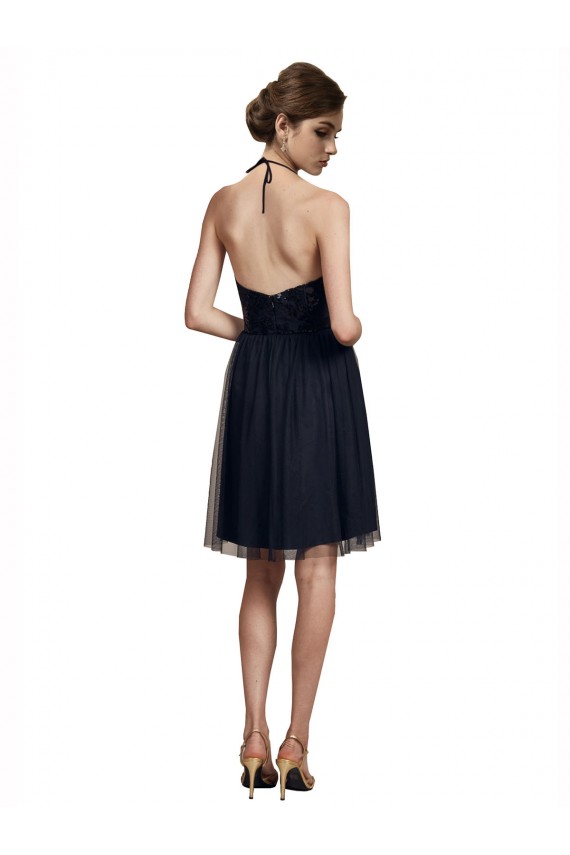 Cheap High Neck Illusion Bodice Bridesmaids Dress Canada