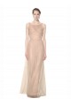 Cheap Long Tulle Bridesmaid Dress with Illusion Neck Canada