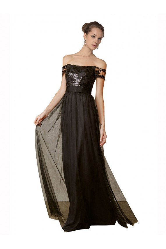 Cheap Off The Shoulder Sequined Lace Tulle Bridesmaid Dress Canada