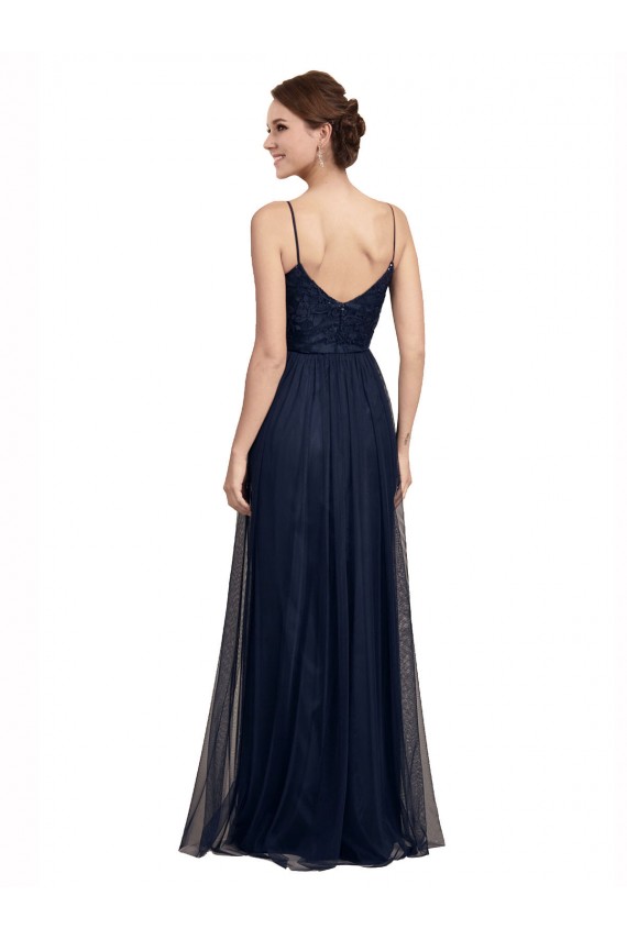 Cheap Spaghetti Strap Tulle Bridesmaids Dress with Ballerina Neckline Canada