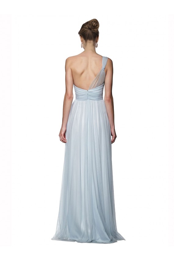 Cheap One Shoulder Illusion Tulle Bridesmaid Dress with Knot Detail Canada