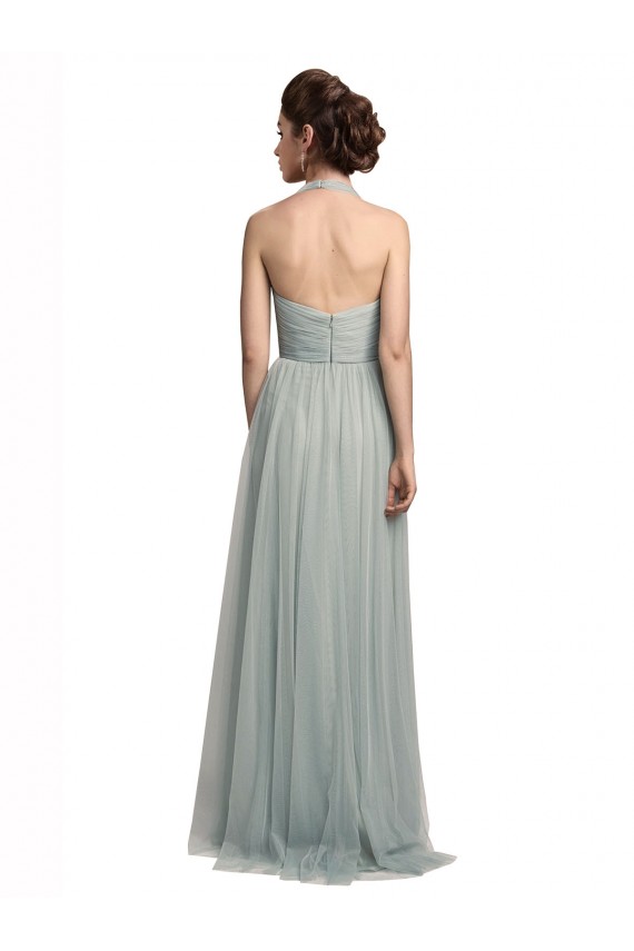 Cheap Halter Ruched Sweetheart Neckline Tulle Bridesmaid Dress Canada