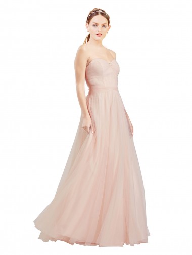 Cheap Floor Length Sweetheart Tulle Bridesmaid Dress with Open Back Canada