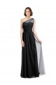Cheap Ruched Long Soft Tulle Bridesmaid Dress with Sheer Netting Shoulder Strap Canada