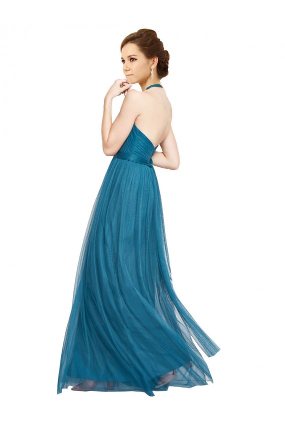 Cheap High Neck Halter Pleated A-Line Tulle Bridesmaid Dress Canada