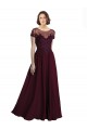 Cheap Full Length Beaded and Embroidered Tulle Bodice Long Chiffon Bridesmaid Dress Canada