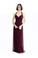 Cheap Long Tulle Bridesmaid Dress with Criss-Cross Bodice and Self Straps Canada
