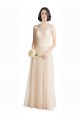 Cheap Full Length Tulle Bridesmaid Dress with Corded Lace Over Sweetheart Neckline Canada