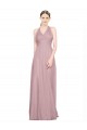 Cheap Ruffled Halter V-Neck Long Tulle Bridesmaid Dress with Pleats Canada