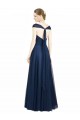 Cheap Ruched Sweetheart Long A-Line Tulle Bridesmaid Dress with Wide Straps and Tie Back Canada