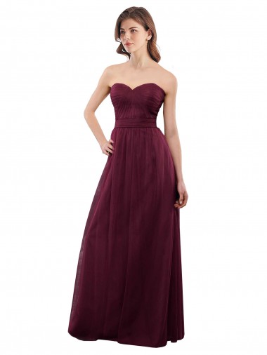 Cheap Strapless Tulle A-line bridesmaid dress with pleated top Canada