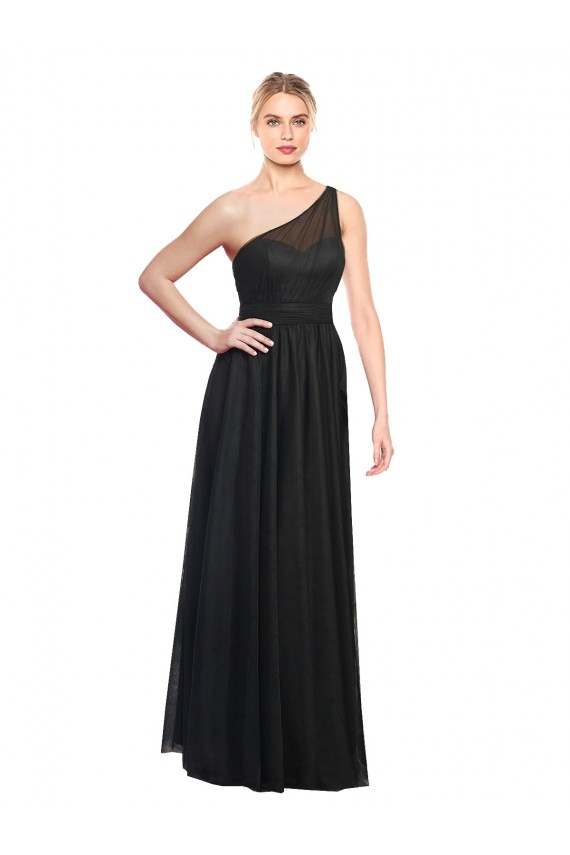 Cheap Ruched One Shoulder Tulle A-Line Bridesmaid Dress Canada