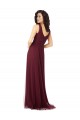 Cheap Long A-Line V-Neck Tulle Bridesmaid Dress Canada