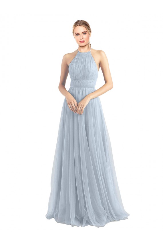 Cheap Halter Neckline Slim A-Line Tulle Bridesmaid Dress Canada
